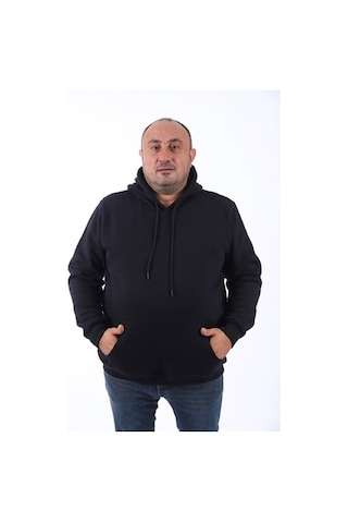 Starbattal Büyük Beden Erkek Basic Sweat Kapüşonlu 11700-45 Siyah