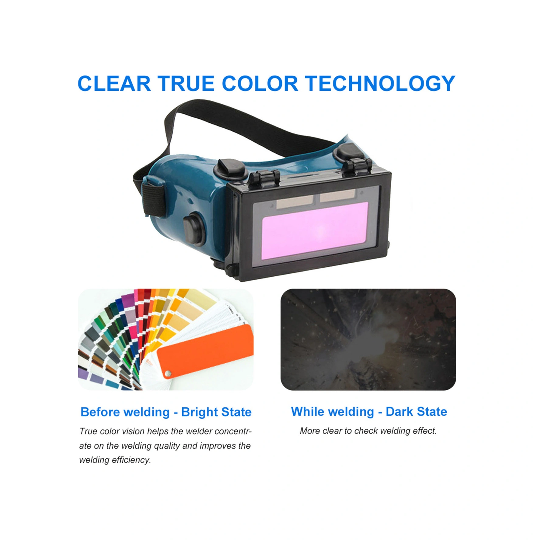 Yuntech01 Solar Ve Batarya Çift Besleme Kaynağı, Otomatik Işık Ayarlı, Argon Kaynak Gözlüğü, Çift Lens, Dayanıklı, Uyumlu Telli Tasarım