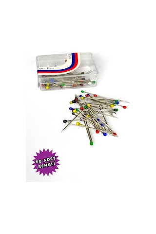 Toplu İğne Karışık Renkli 50 Adet 2.5cm - Eşarp Ve Şal Iğnesi - Kadın Tesettür Aksesuar Çok Amaçlı Karışık