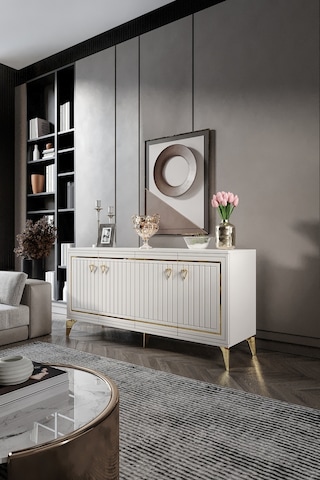 KLAS KONSOL MDF MEBRAN KAPAK EKRU GOLD