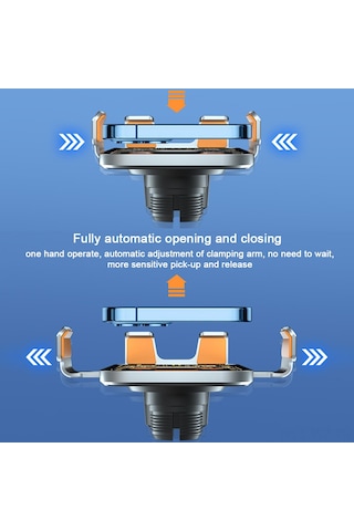 Wezone Oto İçin Akıllı Kanca Kablosuz Şarj Cihazı - Otomatik Algılama, 15w Güç, Gri Renk, Outlet Tutucu Diğer