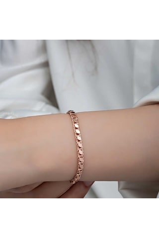Gümüş Rose Pullu Zincir Kadın Bileklik