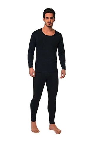 Hubrendy Tedarik Kota Erkek Kışlık Termal Sıcak Tutan Tayt Ve Fanila Takım 2'li Set Siyah 2xl-3xl