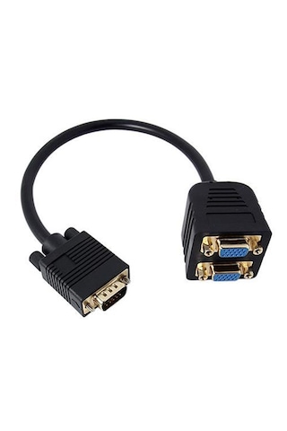 Altın Uçlu Vga Çoklayıcı Splitter Kablo 1 Erkek 2 Dişi 0.25m