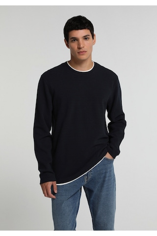 Colin's Colins Regular Fit Yuvarlak Yaka Jakarlı Erkek Lacivert Tişört Cl1076433 Q1.v2 Nav
