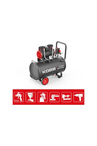Kobb KBK50S 2.0 Hp 50 L 8 Bar Yağsız Sessiz Taşınabilir Hava Kompresörü