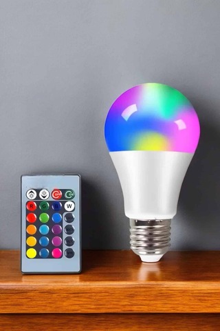 Renk Değiştirebilen Rgb Işıklı Led Ampul A+enerji 10 Watt Led Işık Çok Renkli