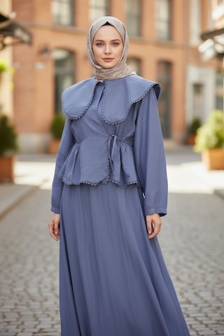 Stilkusagi Kadın Lacivert Bebe Yaka Gömlekli Etekli İkili Takım