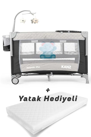 Kanz Sleepside +Plus Anne Yanı Park Yatak Ve Oyun Parkı Siyah + Yatak