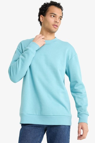 Defacto Boxy Fit Bisiklet Yaka Baskılı Sweatshirt X8282az25augn203 Yeşil