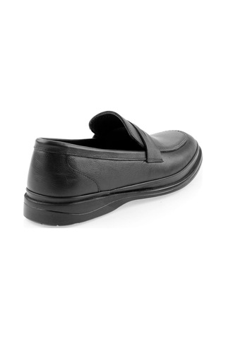 Bambi Siyah Hakiki Deri Erkek Loafer Ayakkabı E01081002803 Siyah