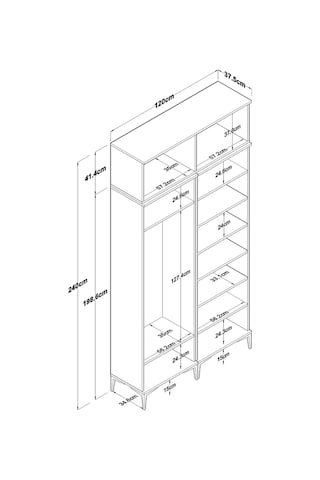 Rani Ea161 Modern Portmanto 8 Kapaklı 8 Raflı 4 Askılı Ayakkabılık Vestiyer Sepet Ceviz - Beyaz