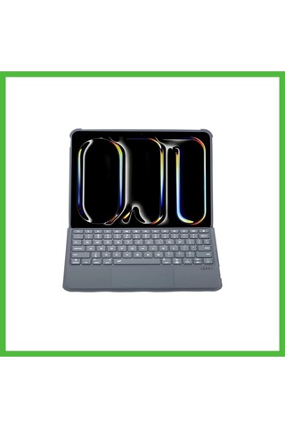 Vaveni T5510d Apple Uyumlu iPad Pro 13 2024 Kılıf Palermo Ledli Klavyeli Standlı Tablet Kılıfı - Siyah Arz