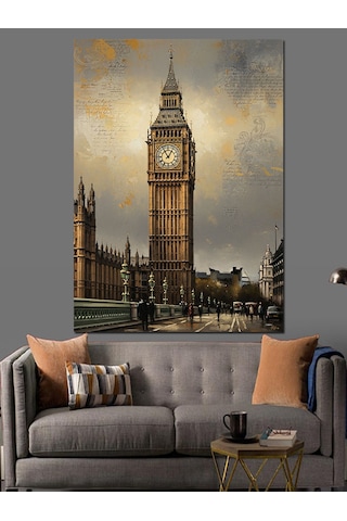 Tarihi Londra Big Ben Manzarası Dekoratif Kanvas - Mdf Ahşap Tablo