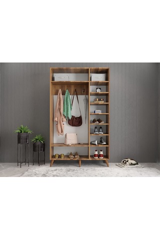 Robe Membran 3 Kapaklı Portmanto Montaj Dahil Ceviz Beyaz 120 Cm