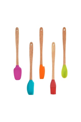 Valletta Indigo Bambu Silikon Spatula Seti 5'li Çok Renkli