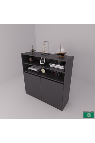 Çok Amaçlı Saklama Dolabı Kapaklı Ve Raflı Antrasit