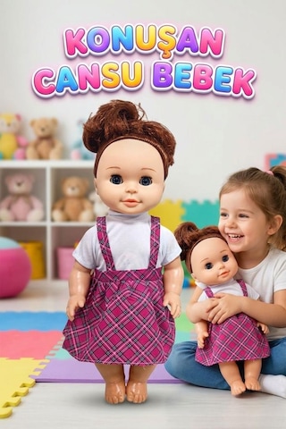 Konuşan Cansu Bebek Sesli Pilli 40cm Gözleri Açılıp Kapanan Sevimli Elbiseli Oyuncak Bebek 29452396