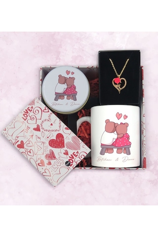 BK Gift Sevgiliye Özel Kutuda Hediye Seti, Kupa Bardak, Sevgili Hediyesi, Aşk Kolyesi, Kokulu Mum,Yıl Dönümü Hediyesi-4