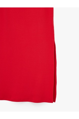 Koton Pamuklu U Yaka Slim Fit Yırtmaçlı Kalın Askılı Bandaj Elbise Kırmızı 6sak80075pk