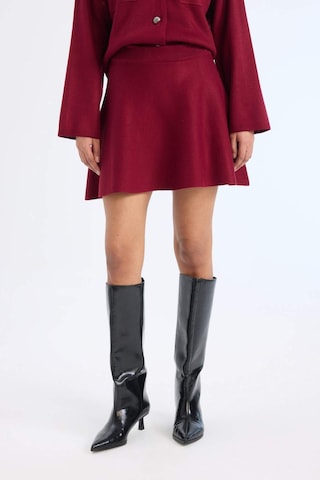 DeFacto A Form Volanlı Triko Mini Etek E5564AX24CWBR467 Bordo