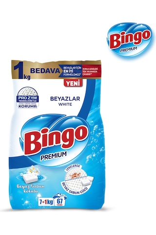 Bingo Matik Premium Beyazlar için 8 KG Beyaz Sabun Kokulu Toz Deterjan