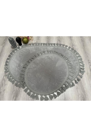 My Evilla Modern Simirna Dekoratif Peluş Oval Ponpon Saçaklı Klozet Takımı 001