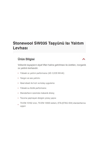 Capatect Taş Yünü Dış Cephe Isı Yalıtım Levhası 5 Cm 60x100 Cm 1 P 3.6 M2