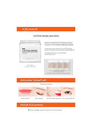 Missha Cotton Swabs Çift Taraflı Makyaj Pamuğu 300 Adet