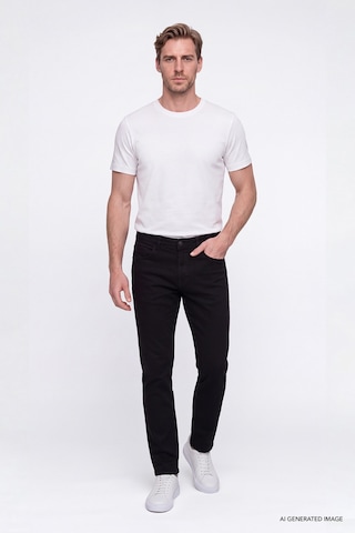 Ac&Co / Altınyıldız Classics Erkek Sıyah Pamuklu Comfort Fit Rahat Kesim 5 Cepli Esnek Rahat Jean Kot Denim Pantolon Siyah