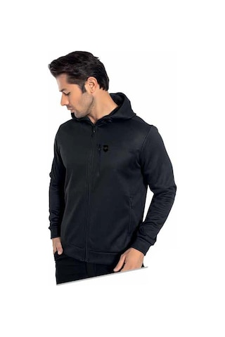 Crozwise Erkek Su İtici Kapşonlu Sweatshirt 6049-k Siyah