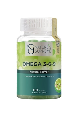 Natures Supreme Vegan Omega 3-6-9 60 Çiğnenebilir Form Yeşil Limo