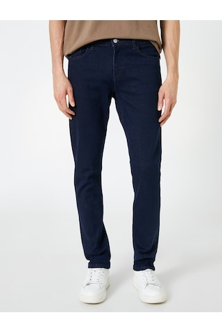 Koton Slim Fit Kot Pantolon Cepli Düğmeli Koyu İndigo 3spm40002nd 3SPM40002ND741 İndigo