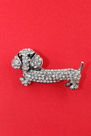 Dakhund Köpeği Broş. Yaka Iğnesi Broş. Taşlı Tasarım Broş. Kadın Broş. Erkek Broş. Broş. Unisex Gümüş