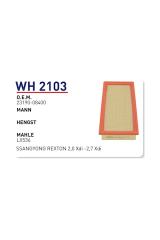 Ssanyong Rexton 2.0 Xdi Dizel 114 Kw 4lü Filtre Seti2012 Sonrası