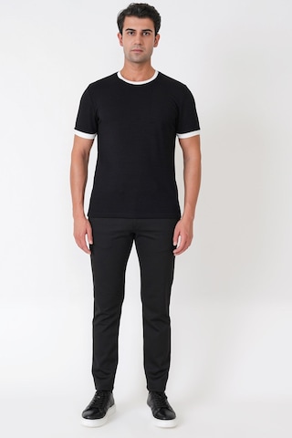 Efor Slim Fit Bisiklet Yaka Siyah-ekru Tişört Ts 932