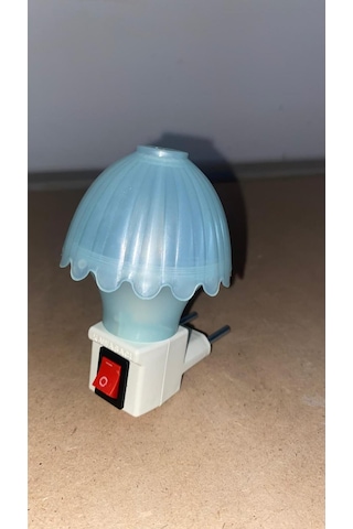 Nostaljik Mantar Tip Gece Lambası Kendinden Fişli Çıt Çıt Anahtarlı 7 Watt Akkor Ampullü Mavi