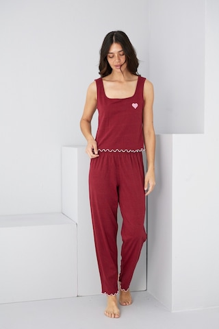Siyah İnci Kalın Askılı Örme Pijama Takım7884 Bordo
