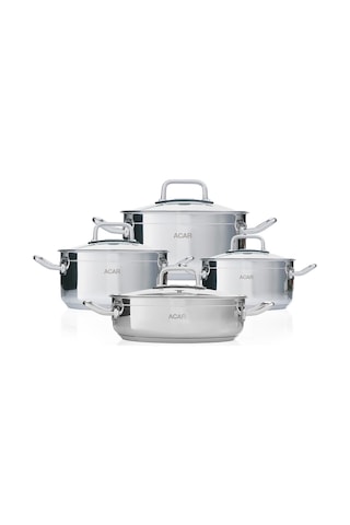 Acar Karat Merkür 8 Parça Çelik Tencere Seti