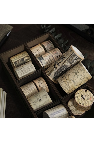 Dergi Scrapbooking Günlüğü Planlamacıları İçin 5rolls Retro Washi Bant, Renk: Kupon, Boyut:kupon Diğer