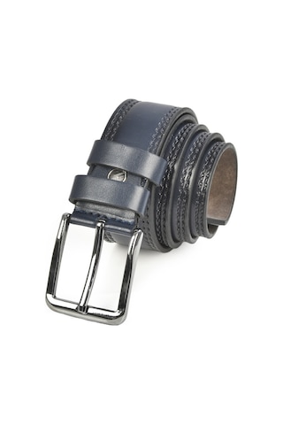 Deepsea Erkek Lacivert 4 Cm Eninde Yanları Dikiş Nakışlı Mat Suni Deri Kemer 2402611 False