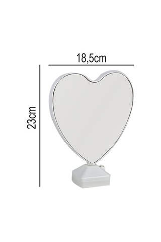 Led Işıklı Kalpli Sihirli Ayna 23x18,5cm Beyaz Fotoğraflı Kişiselleştirebilir Ürün Kırmızı