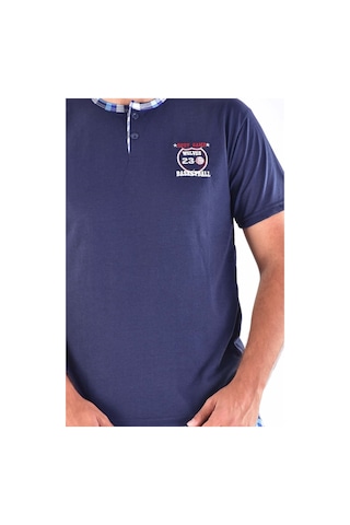 Pemilo 31104 - 1 2105 Ekose Desenli Kısa Kol Erkek Pijama Takımı Lacivert
