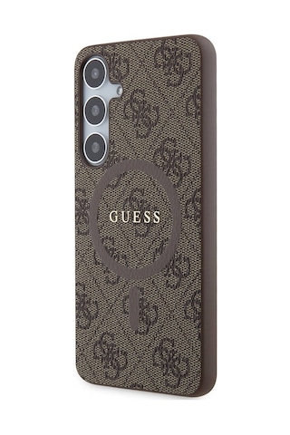Galaxy Uyumlu S24 Plus Kılıf Guess Lisanslı Magsafe Özellikli 4g Desenli Yazı Logolu Kapak Kahverengi