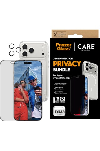 Care By Panzerglass Flagship Privacy Apple Uyumlu iPhone 17 Pro Max 3'lü Telefon Koruma Set- Bundle Uwf+kılıf+lens