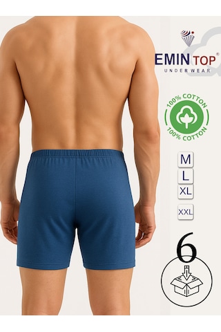 Mercan Erkek Boxer Short 6'lı - İndigo Boxer Şort Mavi