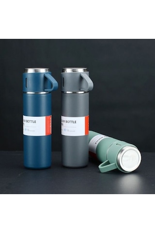 Paslanmaz Çelik Bardaklı Termos Seti 500 Ml Tdrtr Renkli