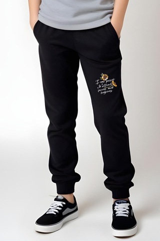 I Am Poised Baskılı Kız Çocuk Tişört Ve Eşofman Alt-üst Takım Gri