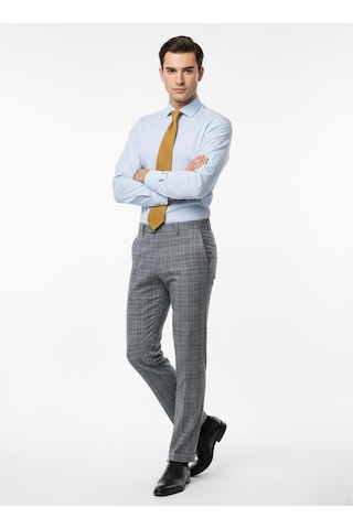Presto Erkek Slimfit Likralı Kareli Desen Pantolon Mavi 3184-340 Mavi