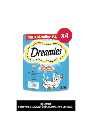 Dreamies Somonlu Mega Paket Yetişkin Kedi Ödül Maması 4 x 180 G